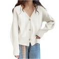 thumbnail image 1 of jtjvou Cropped Cardigan Sweaters for Women Lightweight Crop Solid Button Knit Y2k Fall Outfits Fashion Clothes 2025 White Free Size, 1 of 6