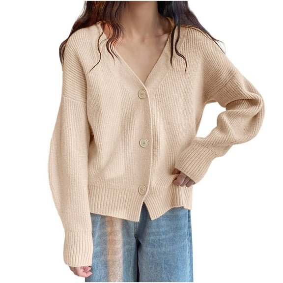 jtjvou Cropped Cardigan Sweaters for Women Lightweight Crop Solid Button Knit Y2k Fall Outfits Fashion Clothes 2025 Yellow Free Size