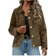 thumbnail image 1 of jtjvou Fall Winter Jackets for Women 2025 Trendy Long Sleeve Button Down Shackets Coat with Pockets Casual Outwear Brown M, 1 of 8