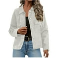 thumbnail image 1 of jtjvou Fall Winter Jackets for Women 2025 Trendy Long Sleeve Button Down Shackets Coat with Pockets Casual Outwear White M, 1 of 8