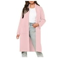 thumbnail image 1 of jtjvou Fall Winter Long Wool Blend Coat Lapel Loose Fit Stylish Casual Outerwear Comfortable Cardigan for Daily Wear and Office Use Pink XL, 1 of 4