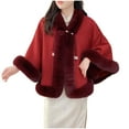 thumbnail image 1 of jtjvou Faux FUR Shawl for Women Winter FUR Coat Wedding Party FUR Stole Wraps Cape for Evening Dresses Red Free Size, 1 of 4