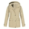 thumbnail image 1 of jtjvou Fleece Jacket Women Full Zip Rain Coats with Hood Plus Size Waterproof Travel Clothes Rain Jacket with Pocket Yellow S, 1 of 5
