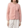 thumbnail image 1 of jtjvou Fleece Jacket Women Fuzzy Open Front Button Down Jackets Soft Warm Cardigan Sweater Winter Coat with Pockets Pink XL, 1 of 3