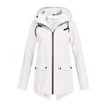 thumbnail image 1 of jtjvou Fleece Lined Raincoat for Women Waterproof Lightweight Zip Up Hooded Jacket Winter Rain Jackets Outdoor Windbreaker White L, 1 of 6