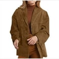 thumbnail image 1 of jtjvou Flygo Womens Faux Suede Blazer Jacket Vintage Long Sleeve Button Down Casual Blazer Business Work Outfits Brown XXL, 1 of 1