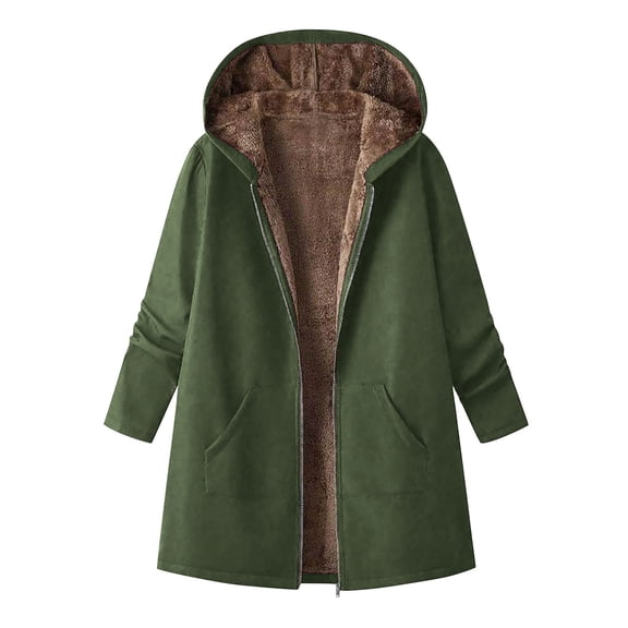 jtjvou Full Length Zip Up Hoodie Women Fleece Lined Hoodies Long Sleeve Flannel Fuzzy Hoodies Jackets Green L