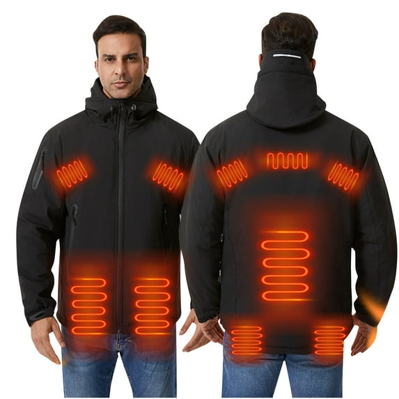 jtjvou Heated Jackets for Men Women - Rechargeable Men's Soft Winter Heating Jacket for Winter Outdoor Use Black L