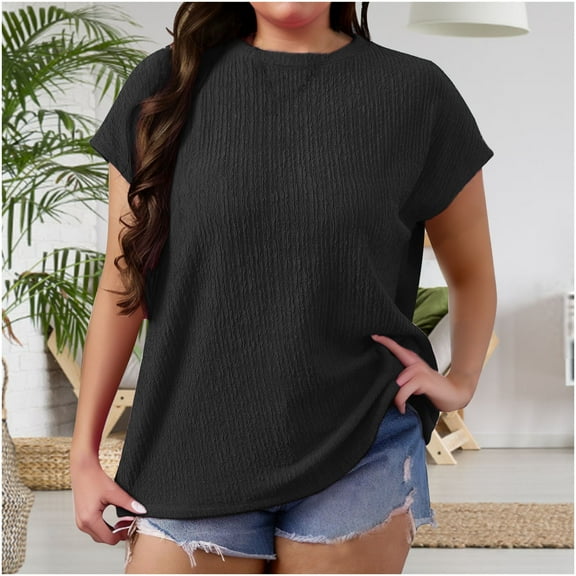 jtjvou Heevina Sweaters for Women Gradient Knitted Knit Batwing Cap Short Sleeve Crewneck Loose Jumpers Warm Winter Sweater Black XXL