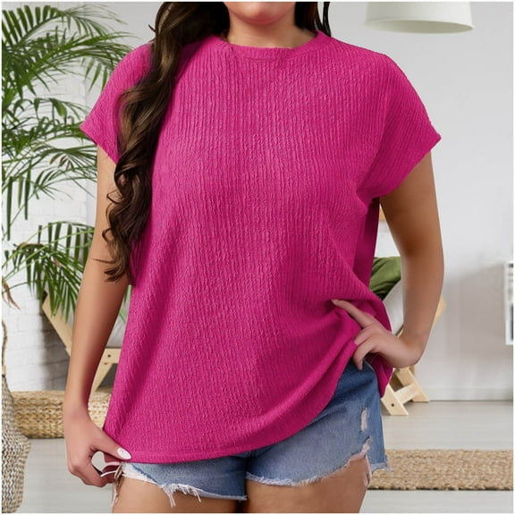 jtjvou Heevina Sweaters for Women Gradient Knitted Knit Batwing Cap Short Sleeve Crewneck Loose Jumpers Warm Winter Sweater Pink XXL