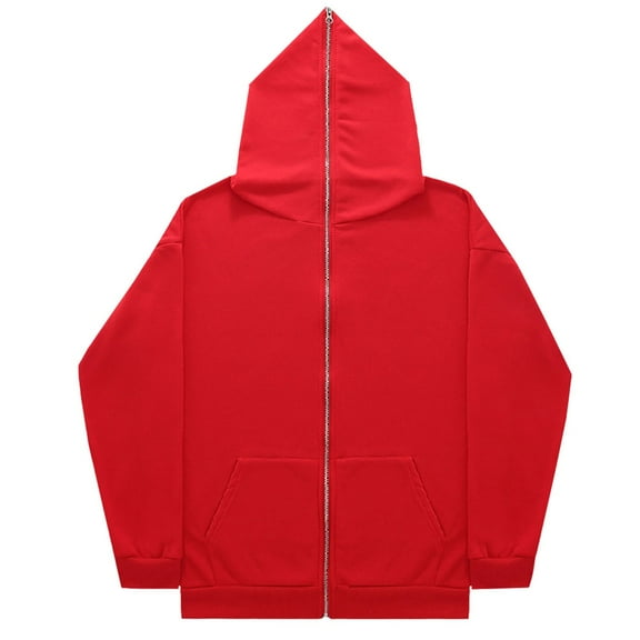 jtjvou Hooded Full Zipper Casual Jacket Loose Fit Long Sleeve Rhinestone Design Lightweight Fashionable Outerwear Daily Wear Women’s Jacket Red S