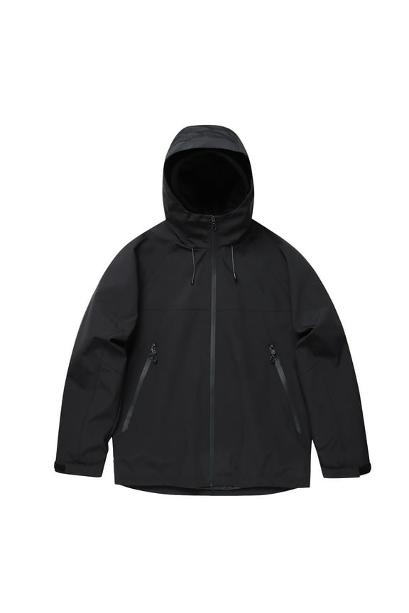 Hooded Windbreaker for Men Waterproof Jacket Lightweight Outdoor Sprots Jackets Soft Shell Jacket for Fishing and Travel Black M