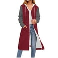 thumbnail image 1 of jtjvou Hoodie Dress for Women with Pocket Casual Warmy Hoodies Women's Pullover Split Hem Drawstring Long Sweatshirts Red S, 1 of 5