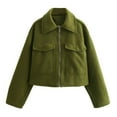 thumbnail image 1 of jtjvou Jackets for Womens Fall Solid Front Pockets Button Long Sleeve Jacket Elegant Woman Casual Outerwear Coat Green M, 1 of 3