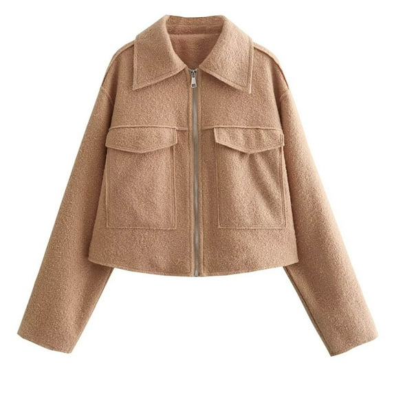 jtjvou Jackets for Womens Fall Solid Front Pockets Button Long Sleeve Jacket Elegant Woman Casual Outerwear Coat Yellow L