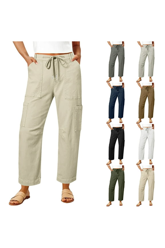 Jeans for Women Casual High Waisted Straight Wide Leg Pants Loose Cargo Denim Pants with Pockets Green L