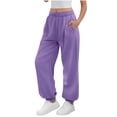 thumbnail image 1 of jtjvou Joggers for Women Lightweight Inside Waist Drawstring Baggy Sweatpants with Pockets Workout Hiking Jounge Sweat Pants Purple M, 1 of 9