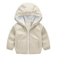 thumbnail image 1 of jtjvou Kids Rain Jackets Waterproof with Hood Lightweight Athletic Jacket Fall Raincoat Packable Rain Coat Windbreaker Solid Color Trendy Outdoor Jackets with Pockets Beige 2 Years, 1 of 7