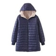 thumbnail image 1 of jtjvou Lamb Cotton-padded Coat Hooded Long Sleeves Casual Overcoat Stylish Design Comfortable Wear Spring Fall Outdoor Fashion Essential Blue M, 1 of 5
