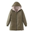 thumbnail image 1 of jtjvou Lamb Cotton-padded Coat Hooded Long Sleeves Casual Overcoat Stylish Design Comfortable Wear Spring Fall Outdoor Fashion Essential Green L, 1 of 3