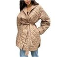 thumbnail image 1 of jtjvou Lapel Padded Coat Casual Fashion Long Sleeve Pocket Medium Long Elegant Design for Daily Wear Party Weddings Spring Fall Outerwear Yellow M, 1 of 9