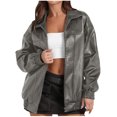 thumbnail image 1 of jtjvou Leather Jacket Women Faux Oversized Motorcycle Coats 2025 Fall Fashion Outfits Winter Clothes Gray S, 1 of 7