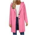 thumbnail image 1 of jtjvou Long Fall Winter Wool Coats for Women 2025 Notched Lapel Collar Double Breasted Peacoat Trench Coat Jackets Overcoat Pink XL, 1 of 9