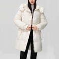 thumbnail image 1 of jtjvou Long Parka Puffer Jacket Women Long Sleeve Zip up Quilted Jacket Winter Length Padded Puffer Coat Outerwear Beige M, 1 of 8