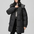 thumbnail image 1 of jtjvou Long Parka Puffer Jacket Women Long Sleeve Zip up Quilted Jacket Winter Length Padded Puffer Coat Outerwear Black XXL, 1 of 7