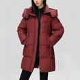 thumbnail image 1 of jtjvou Long Parka Puffer Jacket Women Long Sleeve Zip up Quilted Jacket Winter Length Padded Puffer Coat Outerwear Red XL, 1 of 9