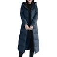 thumbnail image 1 of jtjvou Long Puffer Jacket For Women Plus Size Zipper Hooded Jacket 2025 Winter Warm Thick Long Sleeve Quilted Coat Outerwear Black L, 1 of 5