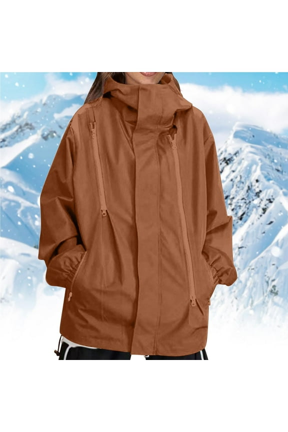Men Women Lightweight Functional Jacket Loose Fit Breathable Zippered Windbreaker Casual Outdoor Workwear All Seasons Travel Activity Brown XXXXL