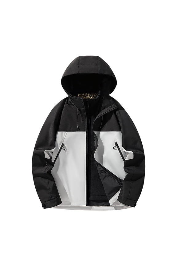 Men's Lightweight Athletic Jacket Raincoat Ski Camping Soft Shell Jacket Windbreaker Rain Jackets Waterproof with Hood Fall Trendy Outdoor Jackets with Pockets Solid Color Gray L