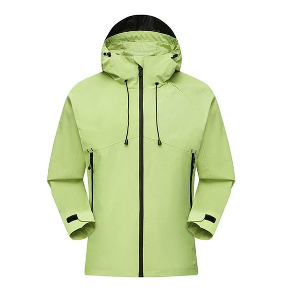 jtjvou Men's Ski Camping Soft Shell Jacket Windbreaker Lightweight Athletic Jacket Fall Fashion Raincoat Solid Color Trendy Outdoor Jackets with Pockets Rain Jackets Waterproof with Hood Green S