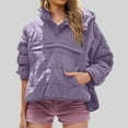 thumbnail image 1 of jtjvou Oversized Puffer Jacket for Women Long Sleeve Hooded Pullovers Casual Lightweight Winter Warm Quilted Coat Tops Purple L, 1 of 9