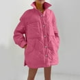 thumbnail image 1 of jtjvou Oversized Quilted Puffer Jackets for Women Lightweight Button Down Warm Winter Down Coat Outerwear with Pockets Pink L, 1 of 7