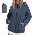 thumbnail image 1 of jtjvou Packable Rain Jacket for Women Waterproof Lightweight Raincoats Zip Up Long Sleeve Hooded Hiking Windbreaker Jackets Blue L, 1 of 9