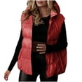 thumbnail image 1 of jtjvou Plus Size Puffer Vest Women Lightweight Hooded Quilted Sleeveless Jackets Winter Zipper Down Gilet Warm Waistcoat Red XL, 1 of 6