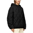 thumbnail image 1 of jtjvou Quilted Jackets for Women Zip Up Hooded Winter Coats Lightweight Loose Puffer Padded Outerwear with Pockets Black M, 1 of 7
