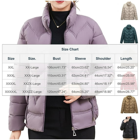 jtjvou Quilted Puffer Parka Women Long Winter Stand Collar Quilted Jacket Lightweight Warm Puffer Coat Brown XXL