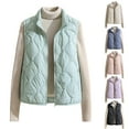 thumbnail image 1 of jtjvou Quilted Puffer Vest for Women Stand Collar Zip Up Winter Jackets Lightweight Padded Gilet Outerwear Warm Comfy Coats Beige L, 1 of 6