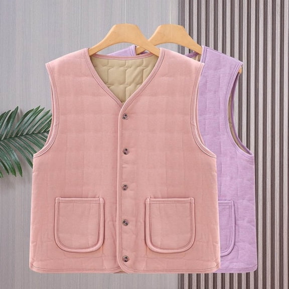 jtjvou Quilted Vest For Women Lightweight Sleeveless Zip Up Coat With Pockets Loose Fit Trendy Winter Warm Casual Outfits Pink XXL