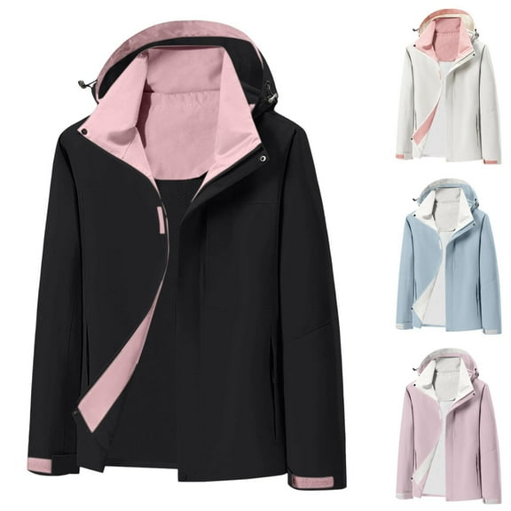 jtjvou Rain Jacket Women 2025 Fall Fashion Lightweight Waterproof Raincoat Workout Hooded Windbreaker with Pockets Black L