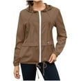 thumbnail image 1 of jtjvou Rain Jacket Women Lightweight Waterproof Packable Raincoat Active Outdoor Hooded Windbreaker with Pockets 2025 Brown L, 1 of 9