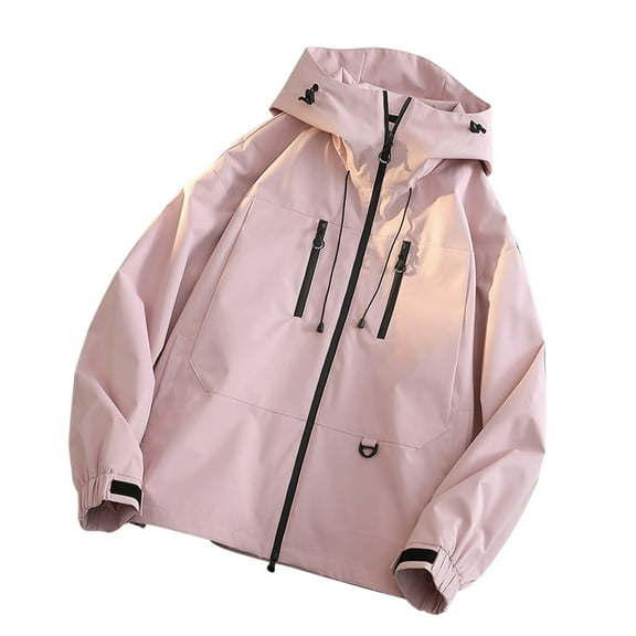 jtjvou Rain Jacket for Women Waterproof Lightweight Rain Coat Hiking Windbreaker Jacket with Hood Pink XXL
