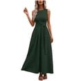 thumbnail image 1 of jtjvou Sleeveless Crewneck Maxi Dresses for Women Elegant Classy Dress A Line Tie Waist Dresses Semi Formal Modest Dress Green S, 1 of 5