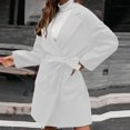 thumbnail image 1 of jtjvou Solid Color Short Tweed Coat Comfortable Casual Trench Coat Belt Lapel Pocket Stylish Women's Outerwear for Spring and Winter Daily Wear White XL, 1 of 8