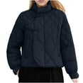 thumbnail image 1 of jtjvou Stand Collar Quilted Puffer Jackets for Women Vintage Button Lightweight Warm Winter Down Coat Outerwear Black L, 1 of 6
