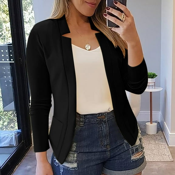 jtjvou Stylish Long-Sleeved Cardigan Jacket Comfortable Fashionable Outerwear Perfect for Casual Daily Wear Party Beach Events Women’s Clothing Black L