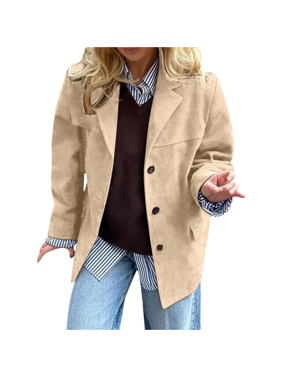 Suede Jackets for Women 2025 Brown Faux Leather Jacket Old Money Suede Blazer Outerwear Winter Coat Yellow XXL
